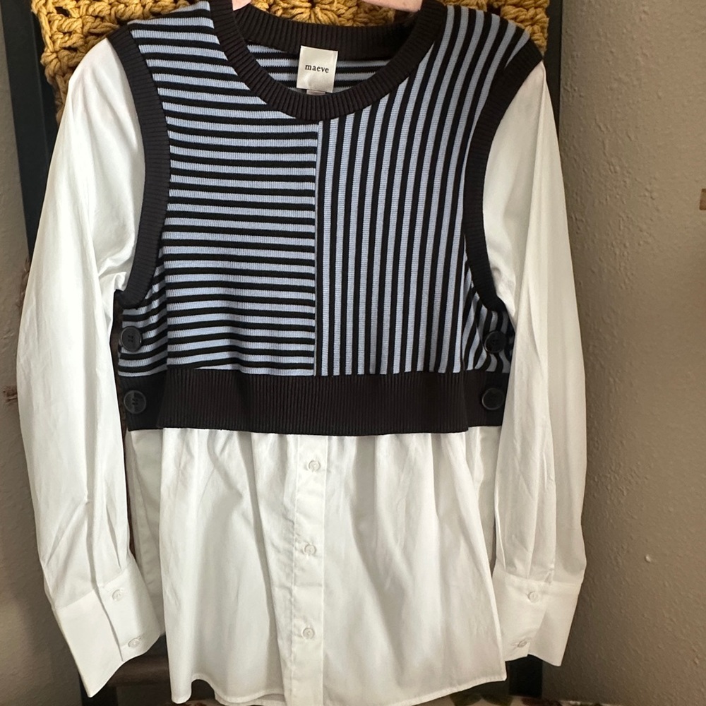 Maeve Long-Sleeve Linen Twofer
Sweater Vest Top